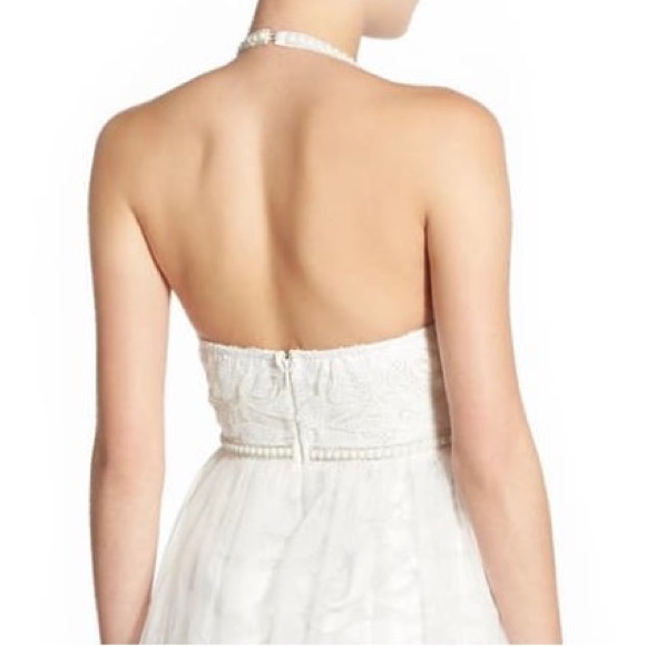 new ✶ Barefoot Bride ✶ Ethereal Pearl Trim Halter Lace Gown ✶ Ivory Size Medium - Picture 5 of 14